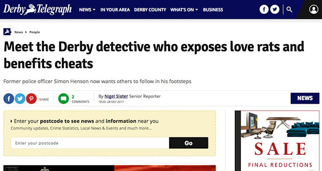 Derby Telegraph New Article January 2018 | Titan Investigations