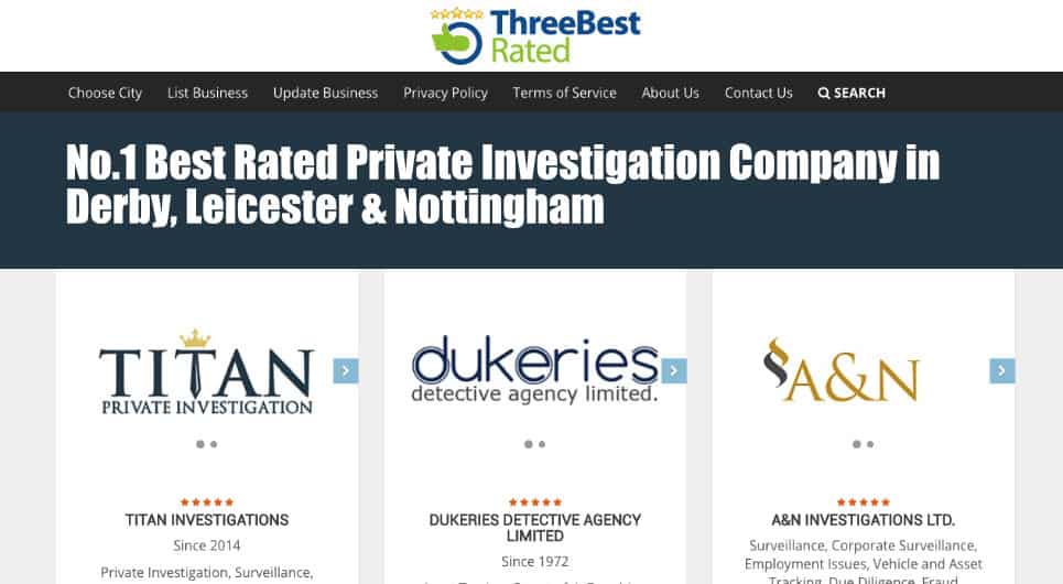 Number One Best Rated Private Investigation Company Derby, Leicester & Nottingham | Titan Private Investigations Ltd