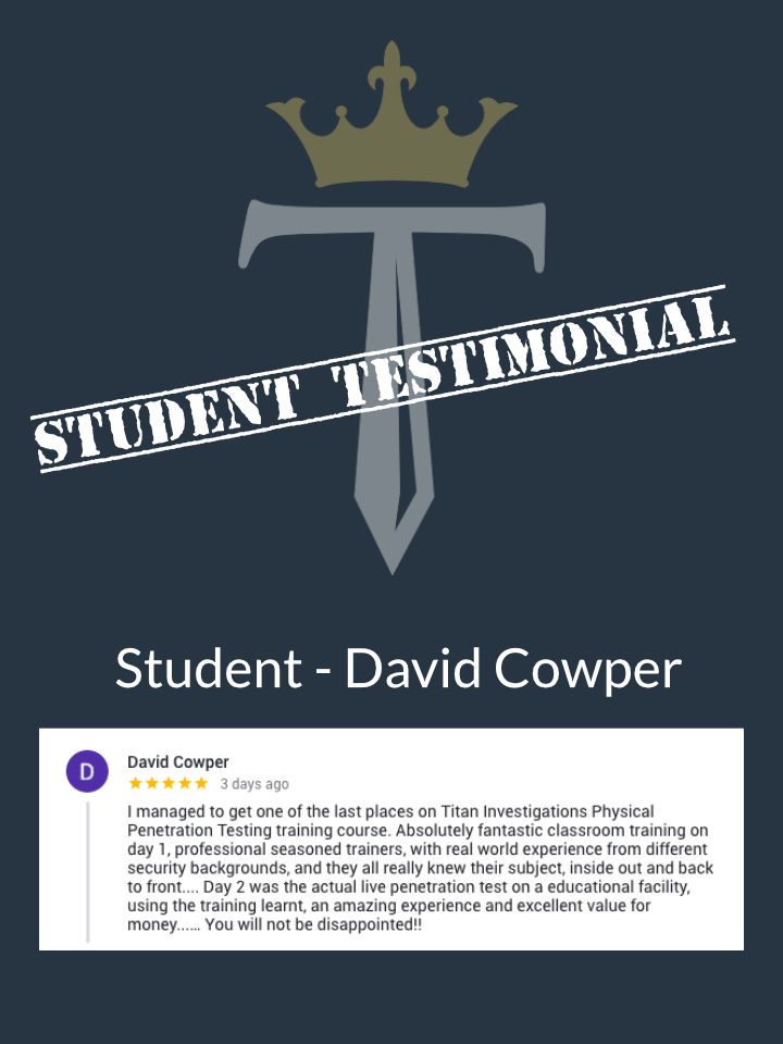 David Cowper Titan Training Testimonial | Titan Investigations