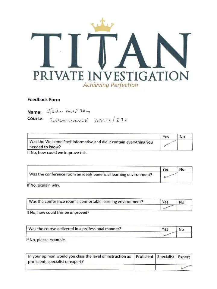 John Murray Student Testimonial | Titan Investigations