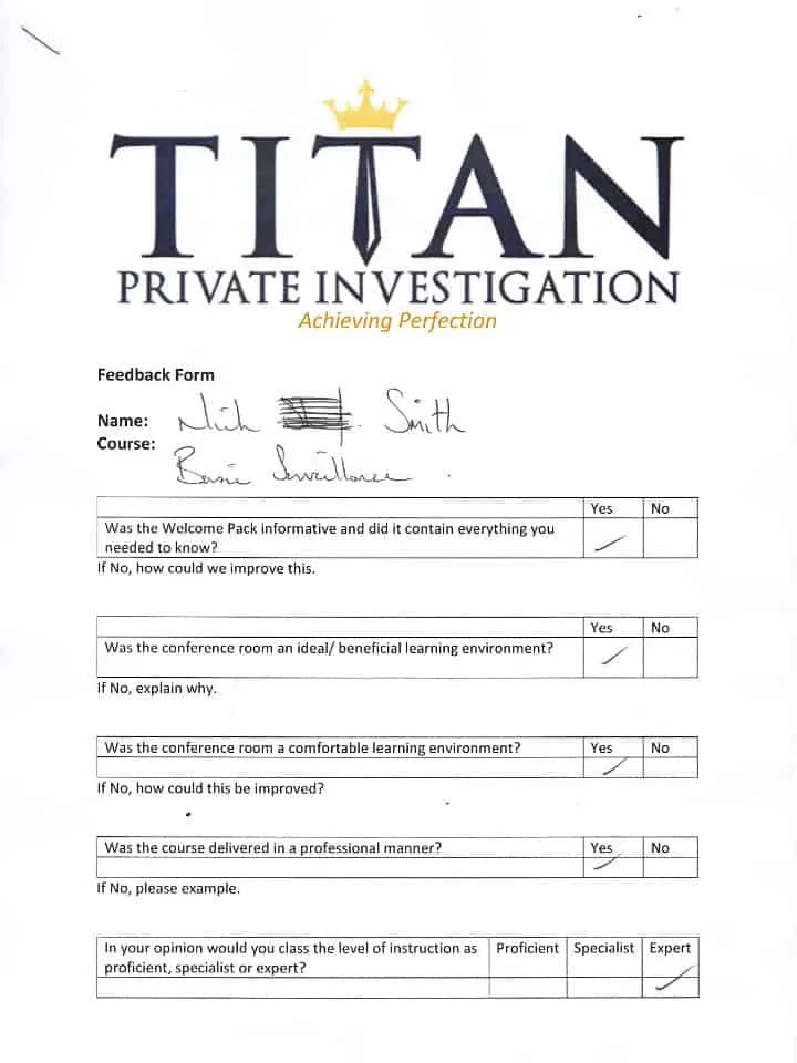 Nick Smith Training Testimonial | Titan Investigations