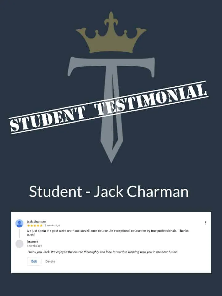 Jack Charman Titan Private Investigator Training Course Testimonial