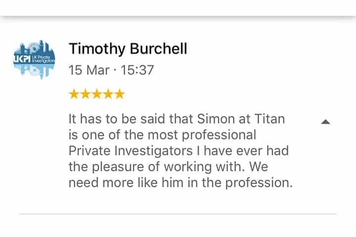 Tim Burchell UKPI Business Endorsement | Titan Investigations