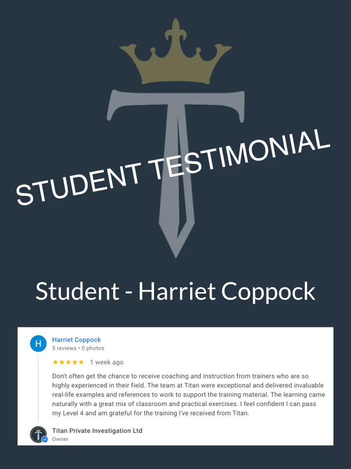 Harriet Coppock Titan Surveillance Training Testimonial | Titan Investigations