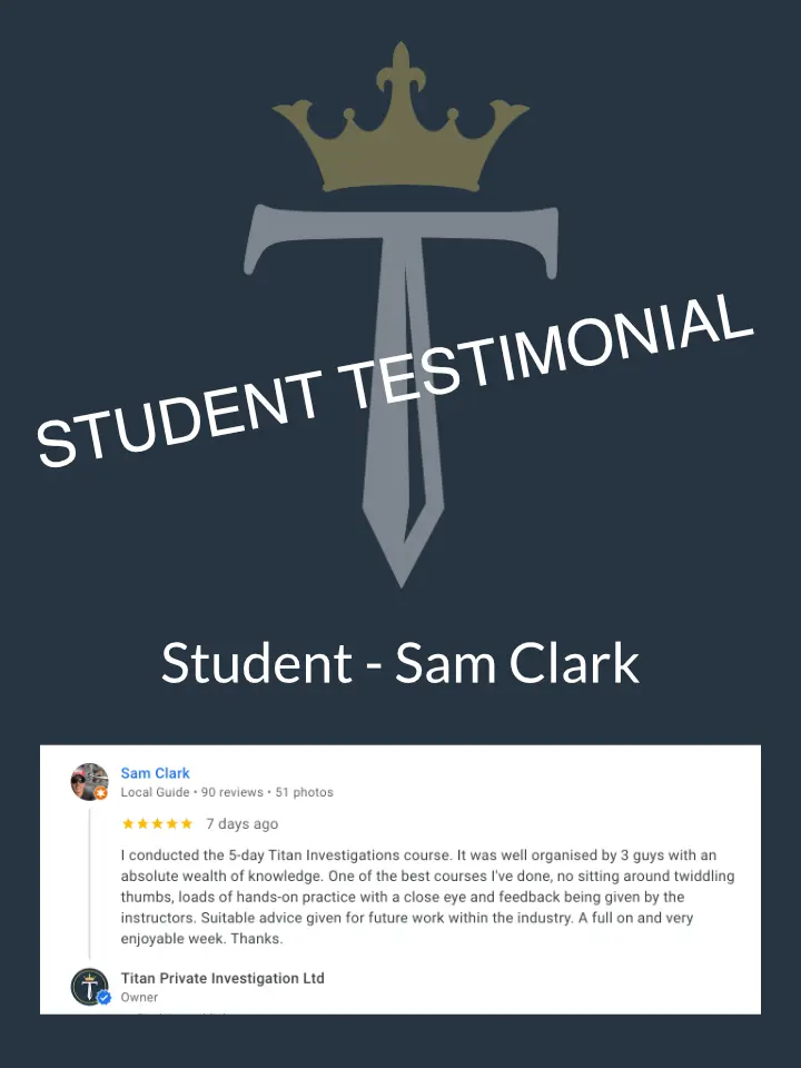 Sam Clark Titan Surveillance Training Testimonial | Titan Investigations
