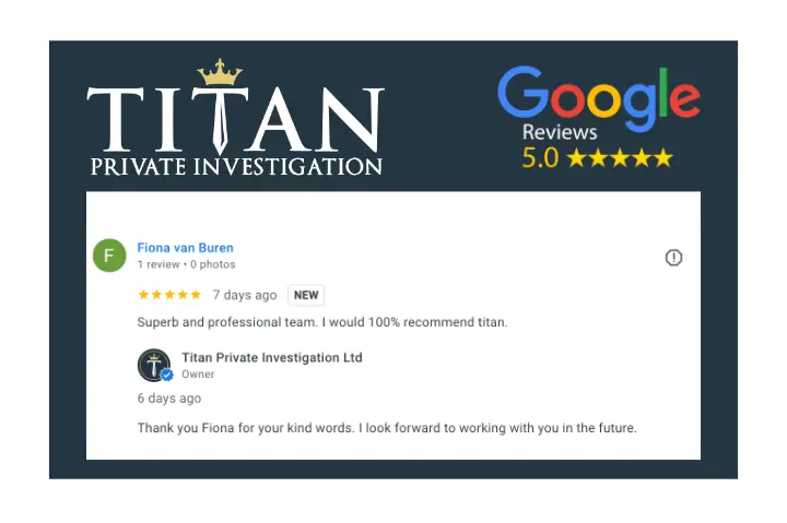 Fiona Van Buren 5 Star Google Review | Titan Investigations